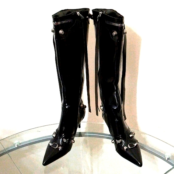 Brand New🎁FREE GIFT INCLUDED🎁High Knee High Heels Boots Zippers Tassel Metal - Picture 5 of 15